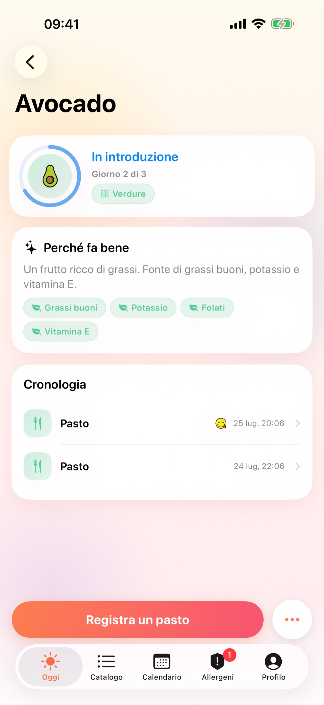 Scheda alimento con finestra di osservazione, giorno 2 di 3