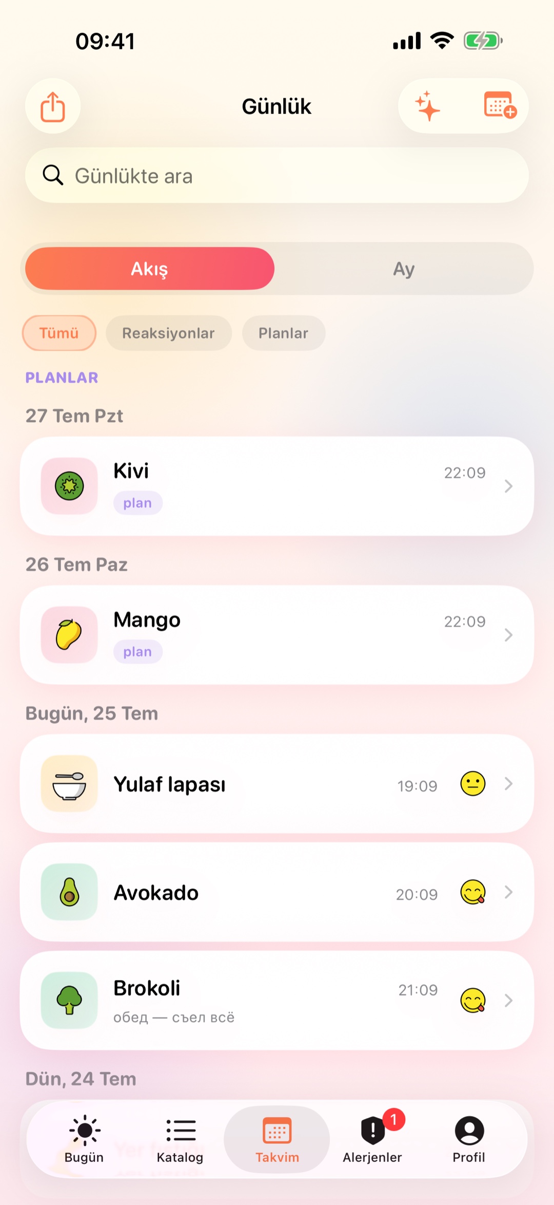 Filtreli ve planlı takvim akışı